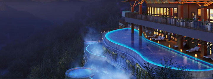 森林旅游規(guī)劃公司：十字水度假村峭壁泳池會所旅游規(guī)劃實景